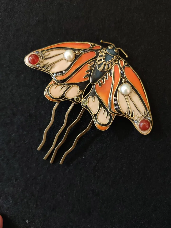 Large Orange Monarch Butterfly pin,Large Butterfly hairpin,summer hairpin