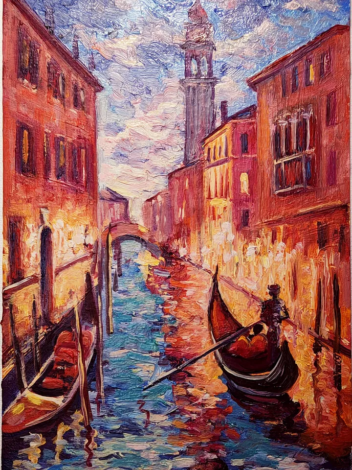 Venice Oil Painting Italy Cityscape Originsl Art by 8x6 inch