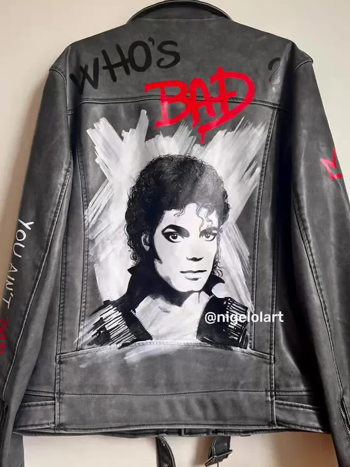 Painted leather jacket Michael Jackson Custom gifts King of pop Mj