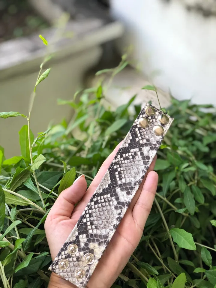 FAST SHIPPING Genuine Python Skin Bracelet Snake Print Leather Bracelet | Handmade Leather Bracelet Flat | Bracelet Woman | Leather Bracelet
