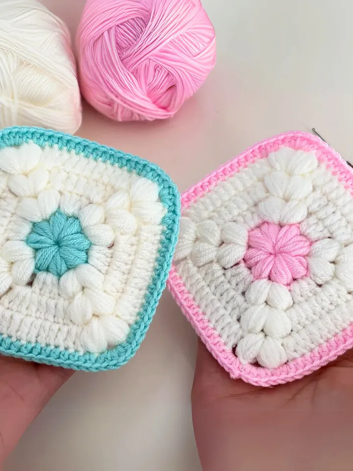 Crochet Granny Square Motif Pattern - Easy Puff Stitch Pattern - Baby Crochet Pattern