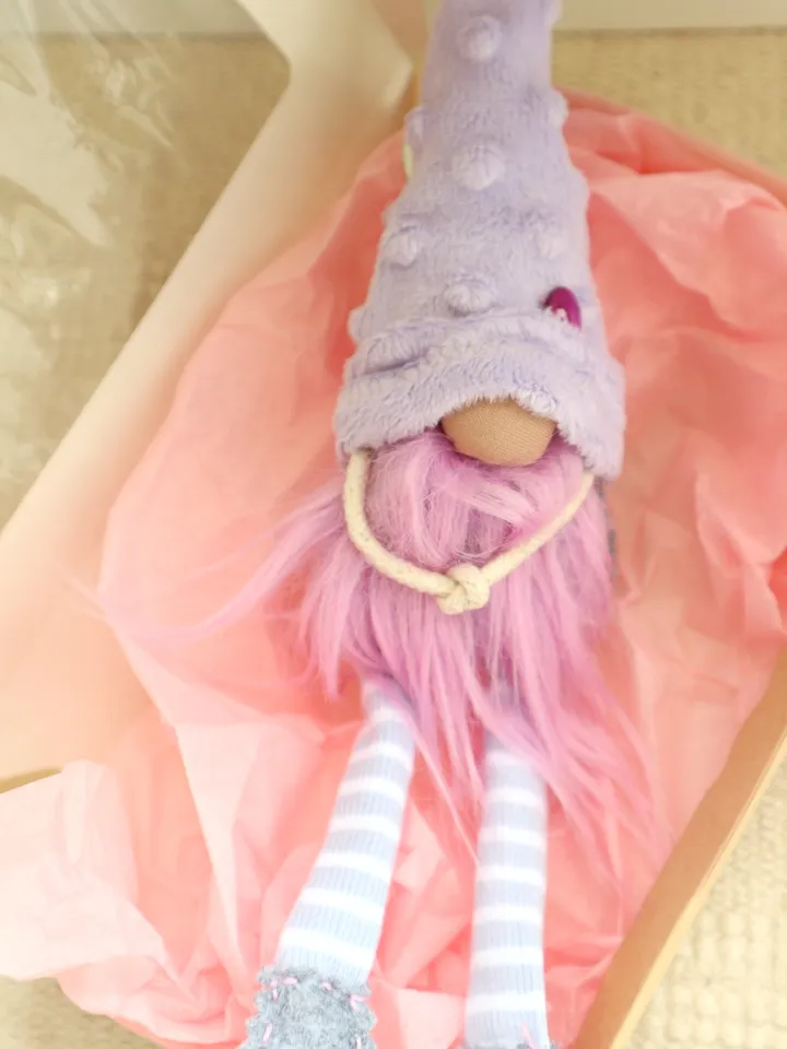 Lavender plush Gnome keychain