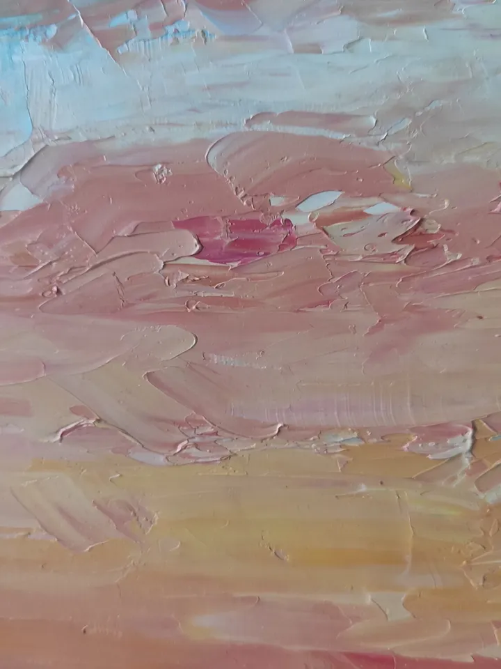 Oil painting on canvas landscape with sea