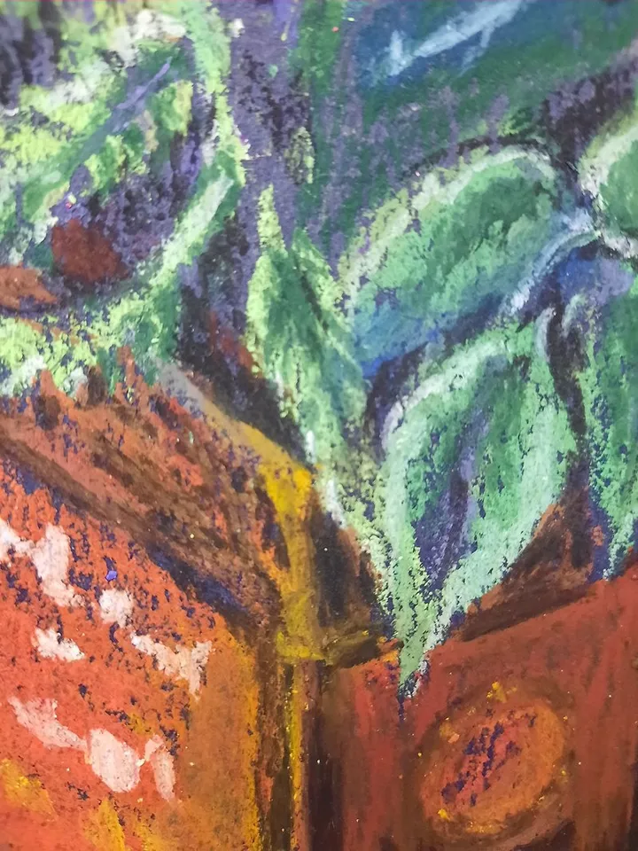 Lavender painting Oil pastel painting Still life Floral painting Original art