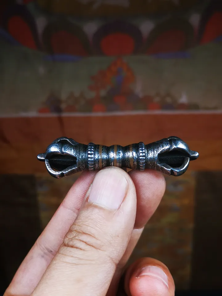 Vintage Tibetan Ritual Implement by Gandhanra - Five-Pronged Vajra Dorje of Vajrayana Buddhism - Made of Cold Iron