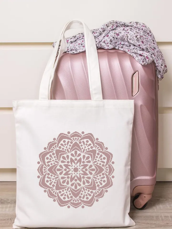 Flower mandala cross stitch pattern PDF download Monochrome mandala pattern digital PDF, Simple cross stitch chart for beginner #M246