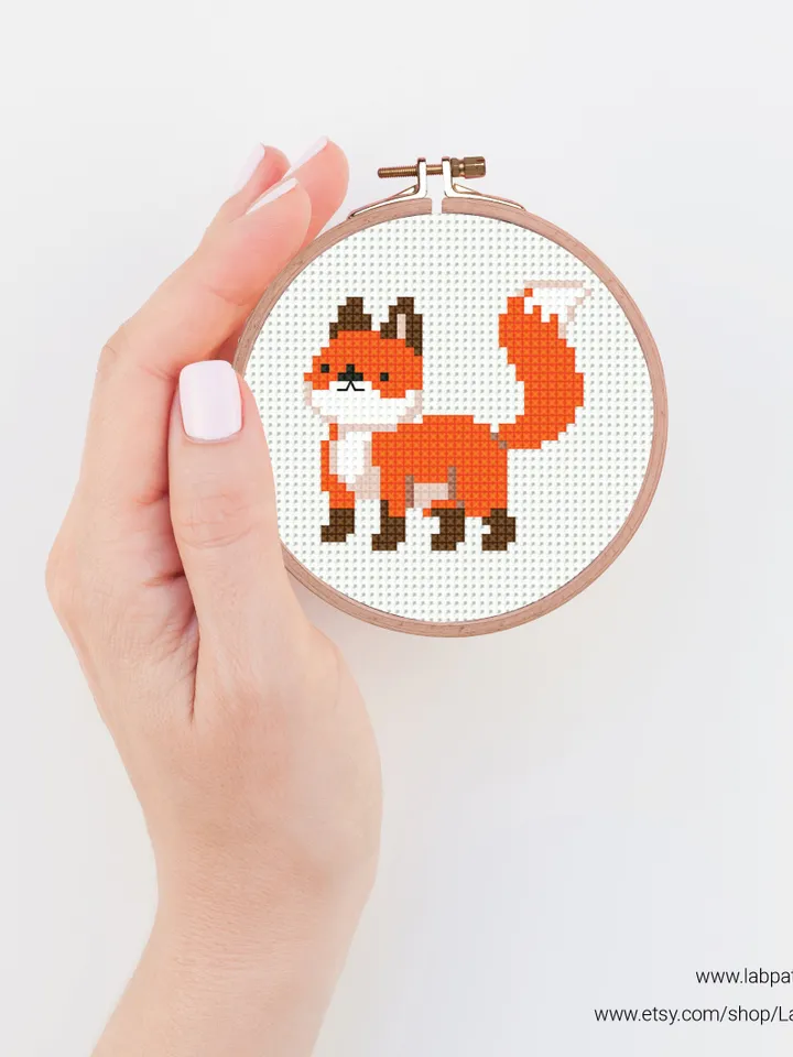 Bundle 6 mini foxes Cross stitch pattern, tiny animal, Nature, animals, beginner counted, modern chart, gift DIY, embroidery, instant PDF