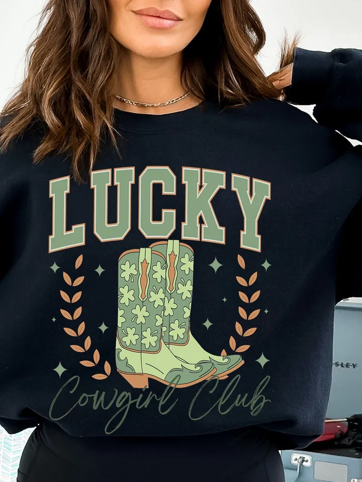 Lucky Cowgirl Png,St. Patrick's Day Png,Western png,Cowgirl png,Cowboy png,Trendy png,Irish png,Shamrock Png Happy go Lucky Clover Png
