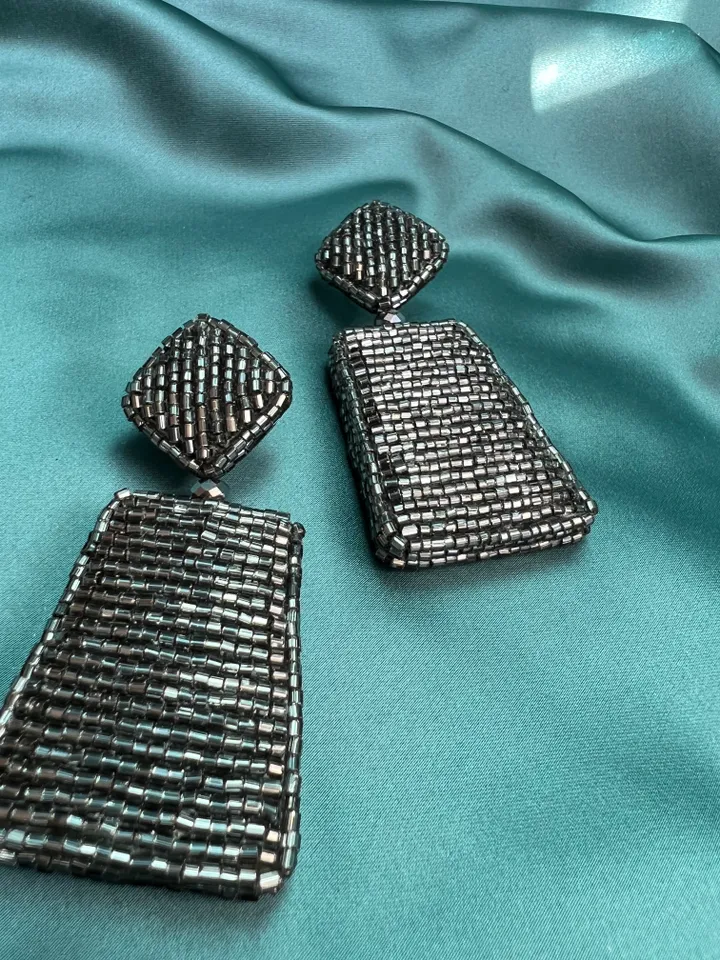 Trapezoid Beaded Earrings