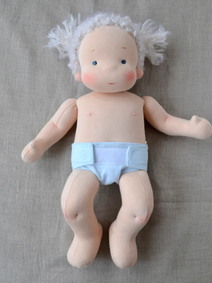 DIY Waldorf Baby doll 14 inch (36 cm) tall. PDF sewing pattern and tutorial. Patterns of doll clothes as bonus!