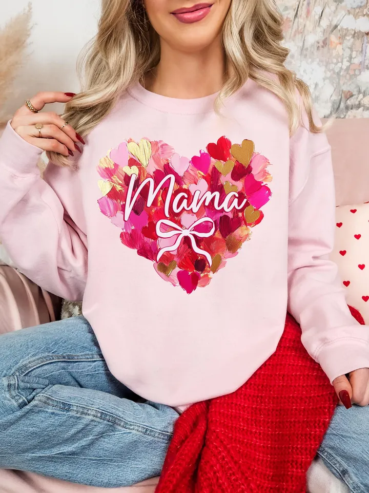 Valentine Day Heart Brushstroke png,Valentine Mama Mini coquette png, Valentines png, Pink Bow png, Pink Mama png, Match mama mini Mama png