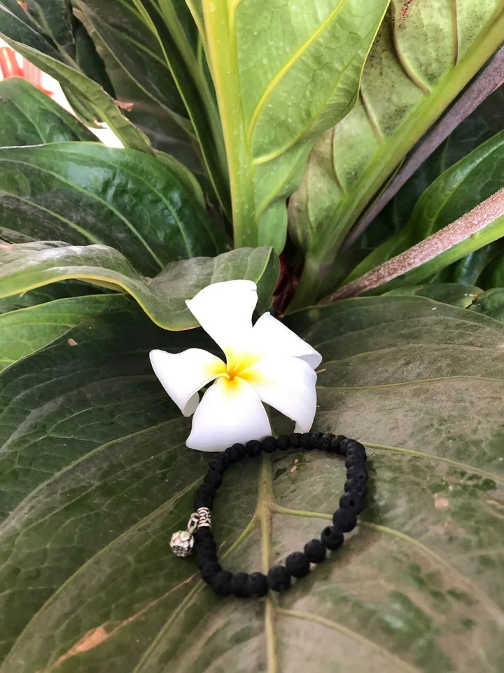 Lotus Seed Flower Genuine Lava Stone Bracelet | Fertility Symbol Black Gemstone Bracelet Amuleth | Spiritual BAli Jewerly | Yogi Accesories