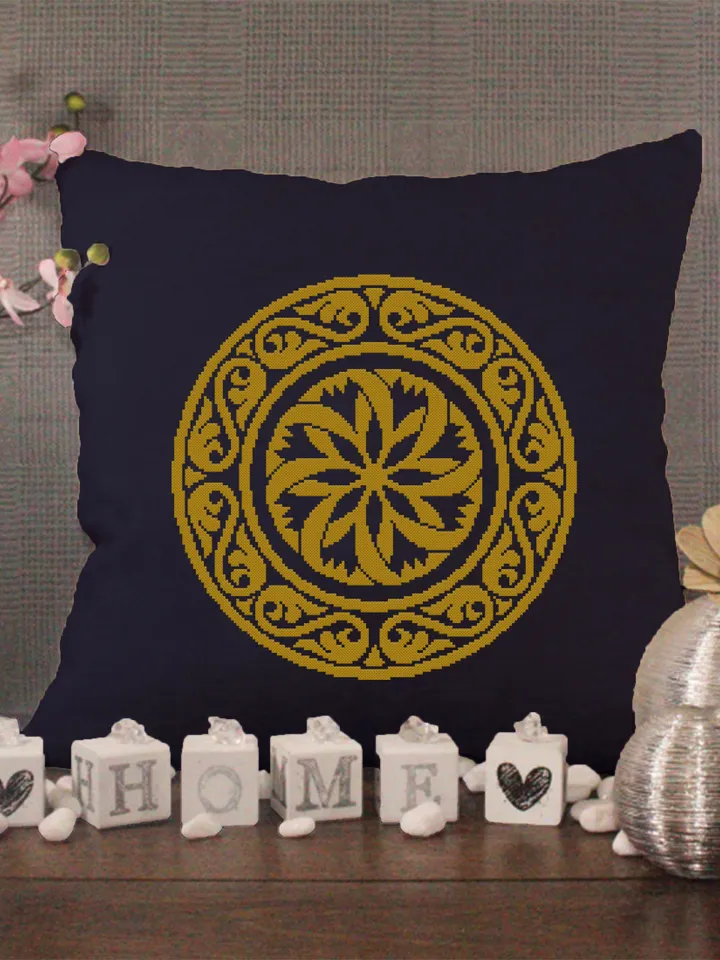 Mandala ornament cross stitch pattern download PDF, Monochrome cross stitch chart, Mandala pattern digital PDF, Modern beginner stitch #M127