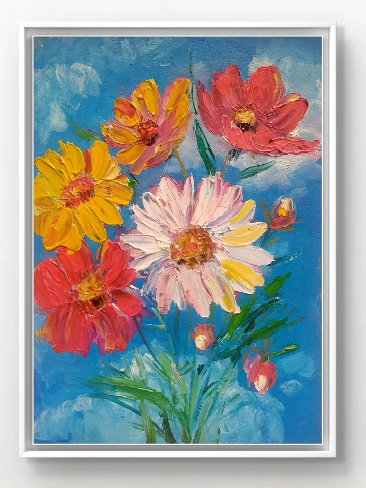 Vibrant colorful flowers Original Painting Flowers Art Oil Painting Original Art Floral Oil Art, Spring Art ,Flower Wall art impasto