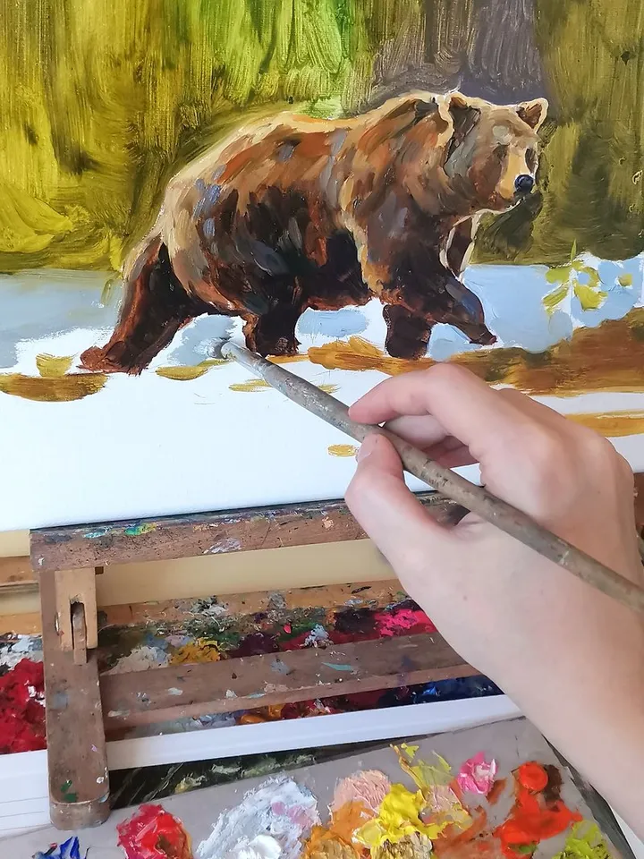 Bear Painting Original Art Canvas Animal Oil Painting