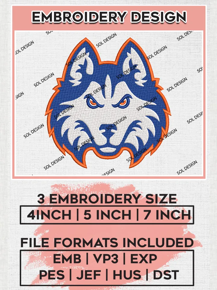 Houston Christian Huskies Embroidery Designs, NCAA Logo Machine Embroidery Files, NCAA Houston Christian Huskies Logo, NCAA Embroidery Designs, Machine Embroidery Designs, Digital Download