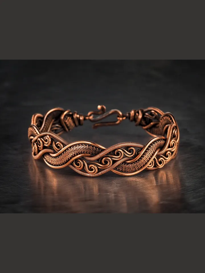 Wire wrapped copper bracelet for woman Antique style copper jewelry WireWrapArt