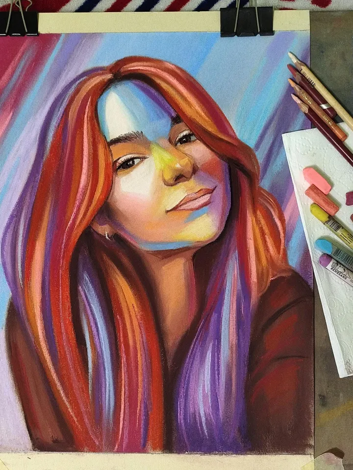 Pop art pastel portrait from photo | Hand drawn colored personalized pastel portrait | Hand painted custom abstract modern art portrait