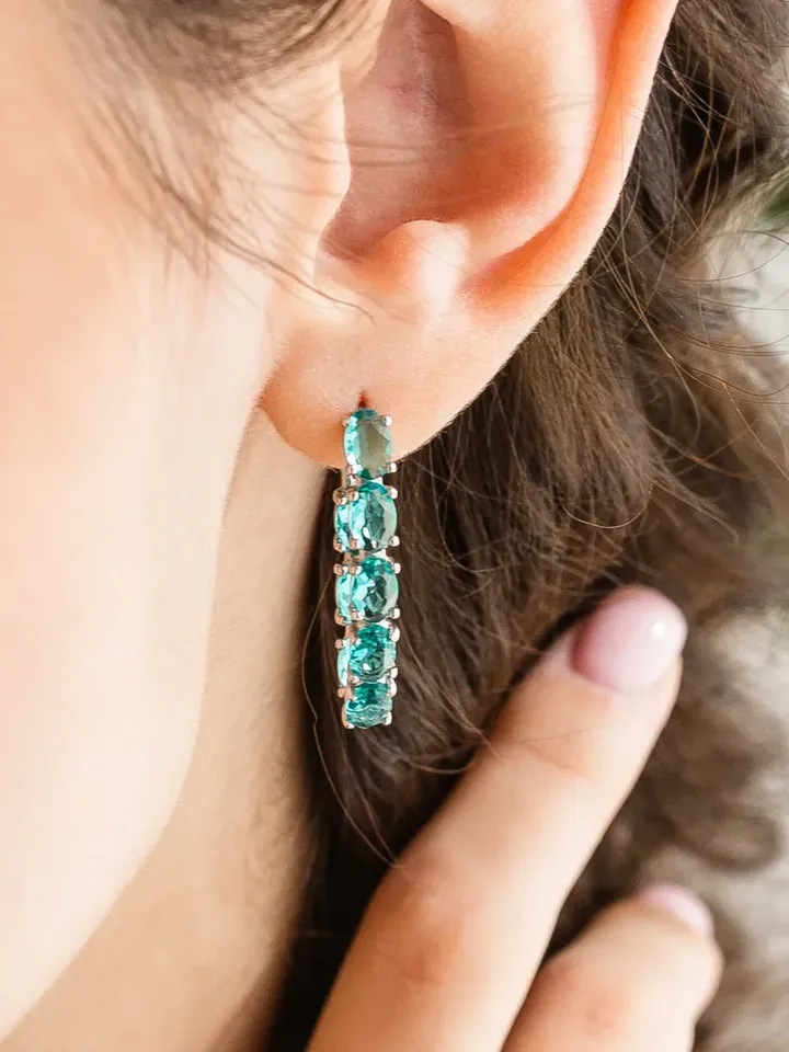 Earrings silver 925 long with paraiba