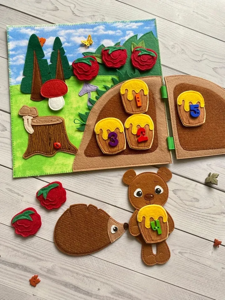 Forest Animals Quiet book Pattern PDF, Felt book pattern, Soft sensory book template, Quiet book sewing ideas for kids 2, 3, 4 year old