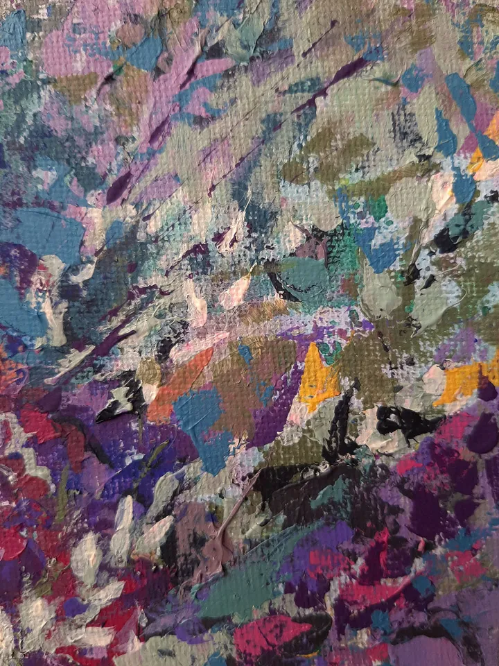 Roses PAINTING Daisies Art 13,8x10” ORIGINAL Abstract Purple Flowers Painting Impressionist Art Signed by artist Marina Chuchko