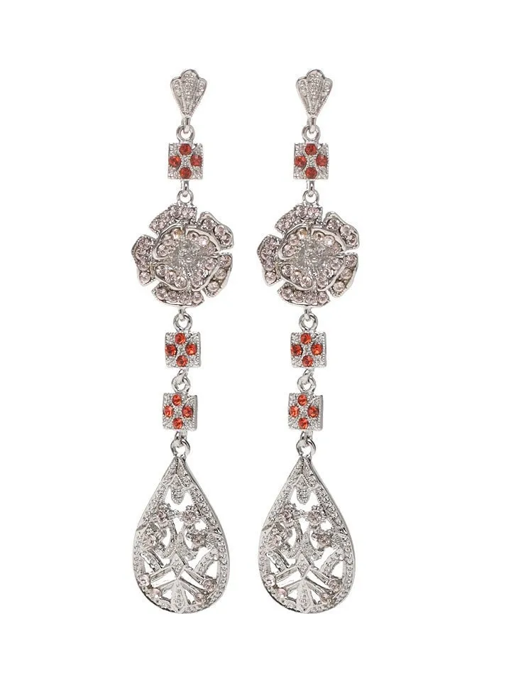 Art deco Wedding Earrings, Swarovski Crystal Bridal Earrings, Gatsby Wedding Earrings, Long Boho Bridal Earrings , Vintage style Jewelry