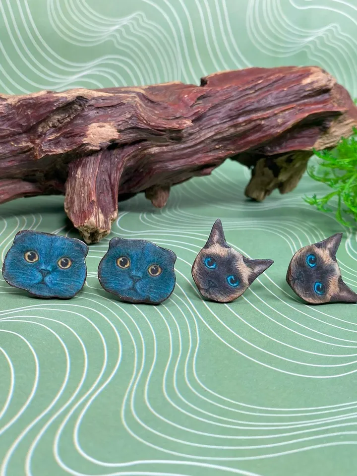 Interesting handmade earrings. For cat lovers). Author's design. Handmade.