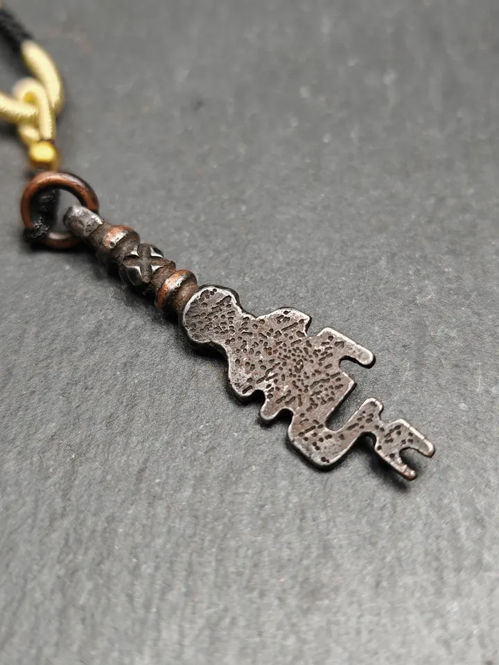 Antique Tibetan Amulet,The Key of Heart Pendant, Gandhanra Handmade Himalayan Style Pendant,Lucky Charm,Made of Cold Iron