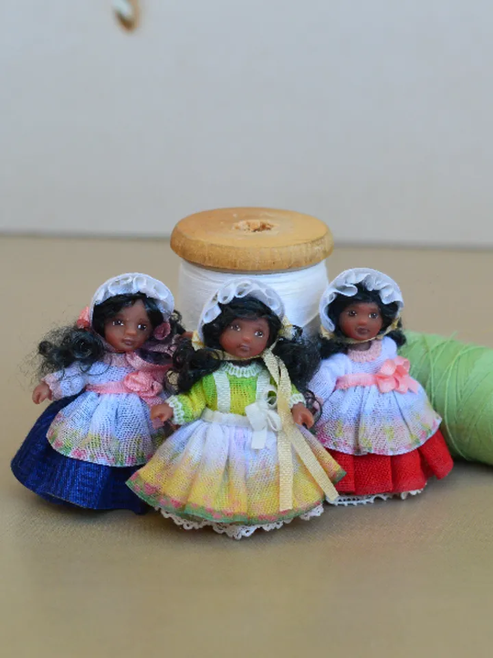 Miniature doll in 24th scales. Handmade doll toy. Miniature for dollhouse.