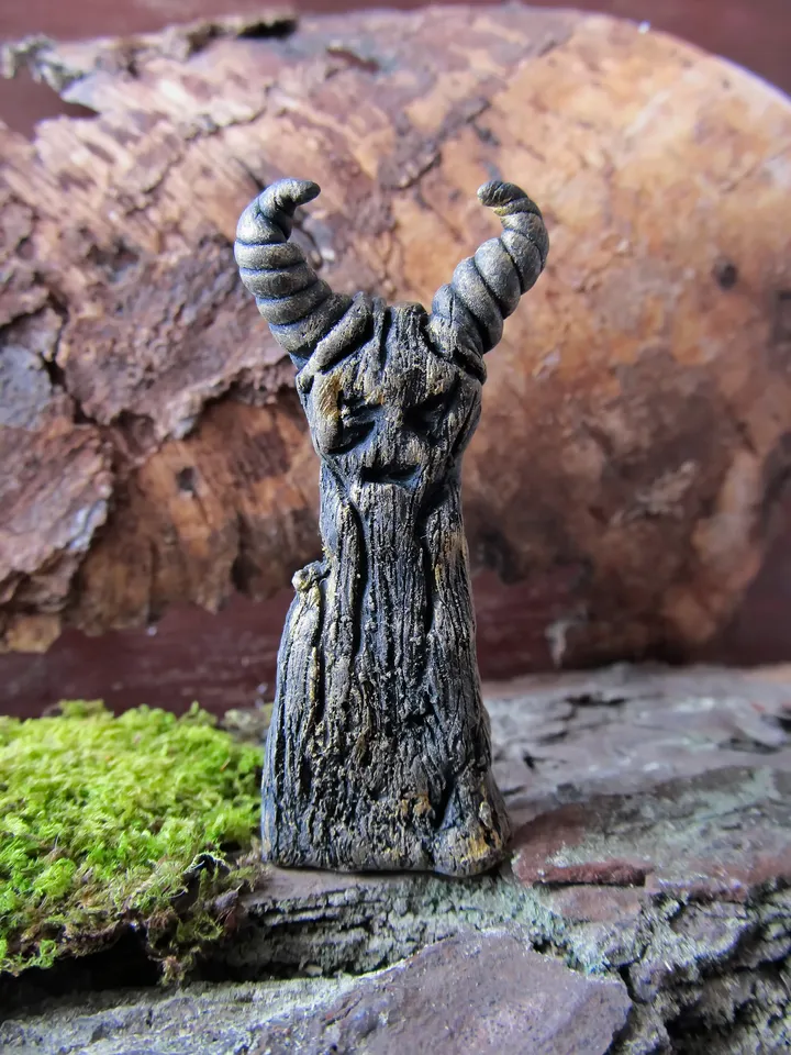 Horned God Demon Witch doll Altar pagan Decor Statue Ooak Occult Symbol Spirit Doll figurine Small pocket idol Figure board game Handmade figurine polymer clay
