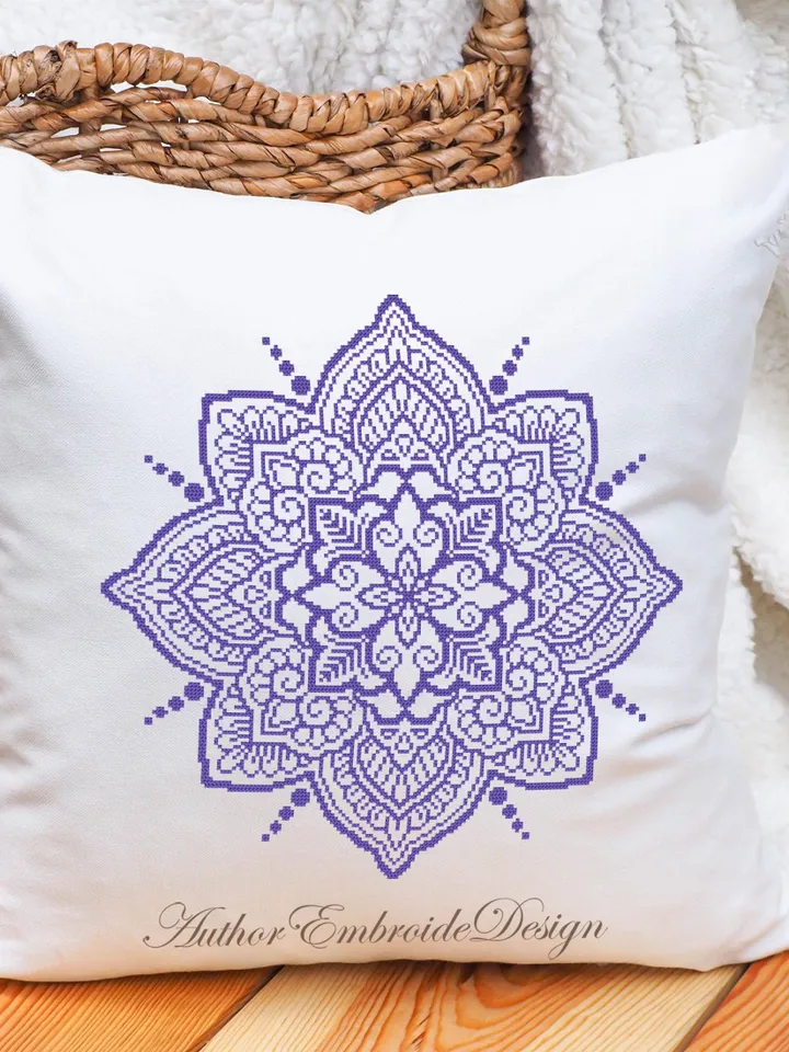 Mandala cross stitch pattern PDF download Mandala ornament cross stitch chart, Flower mandala pattern digital PDF, Mandala embroidery #M274