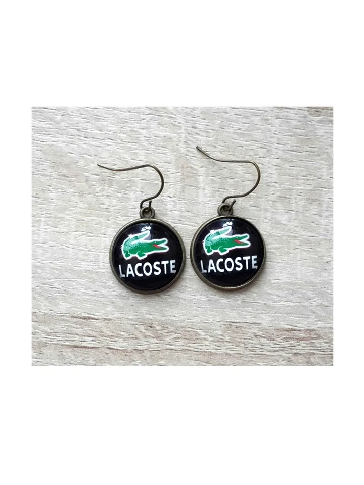 Lacoste earrings, Crocodile logo sport jewelry accessories, Lacoste polo earrings studs
