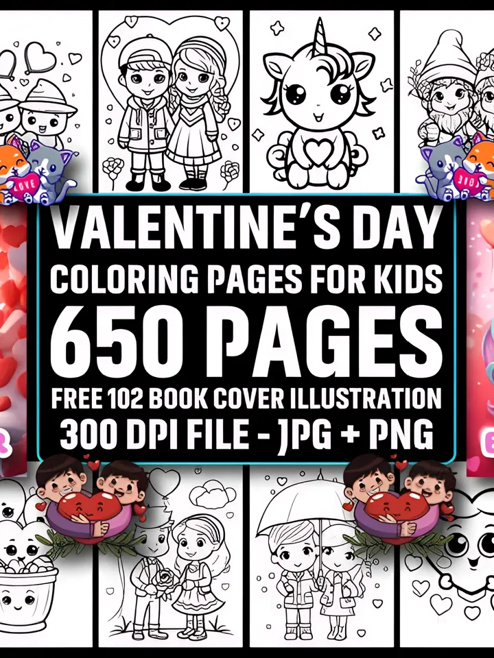 650 Valentine's Day Coloring Pages - KDP