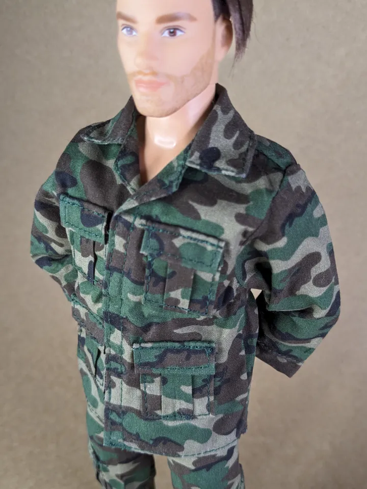 Military style jacket, pants for 12-inch fashion male dolls