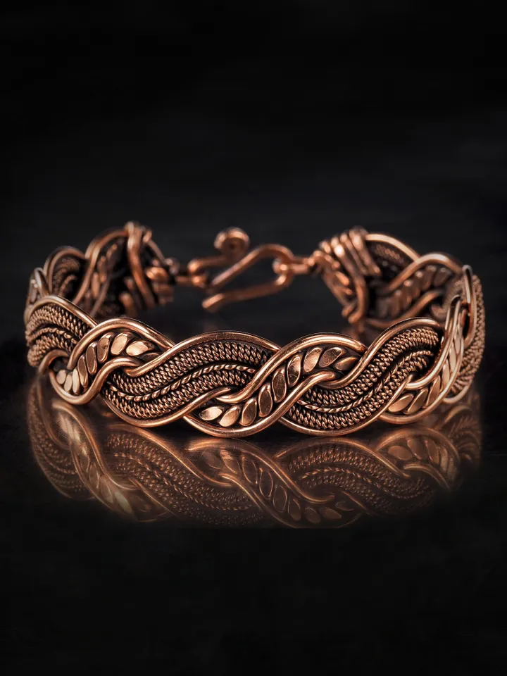 Copper wire wrapped bracelet for woman 7th Anniversary gift Small size bracelet