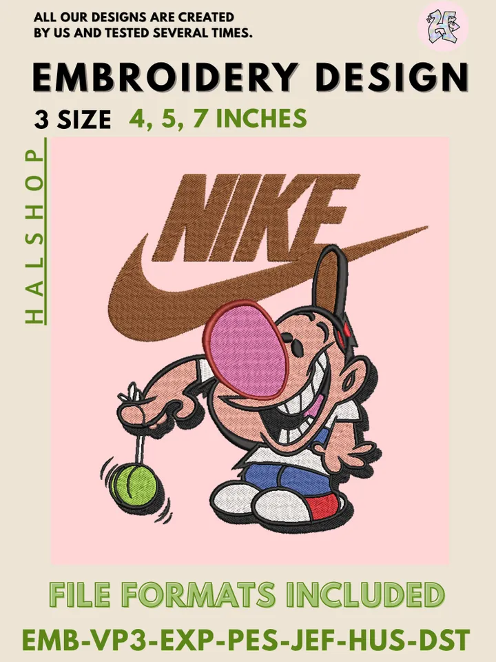 Billy x Nike Machine Embroidery Design – Cartoon Character Digital Embroidery File 💀