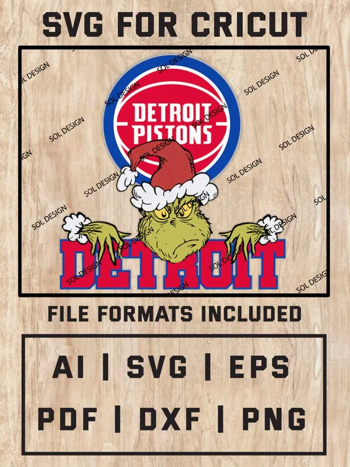 Grinch Detroit Pistons SVG, NBA SVG Design, NBA Detroit Pistons SVG, NBA Pistons Cricut, Christmas Svg, Grinch svg, Digital Download