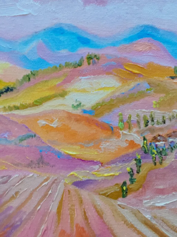 Oil painting on canvas 30x24cm (12x9.6 inches). "Marmalade Valley"