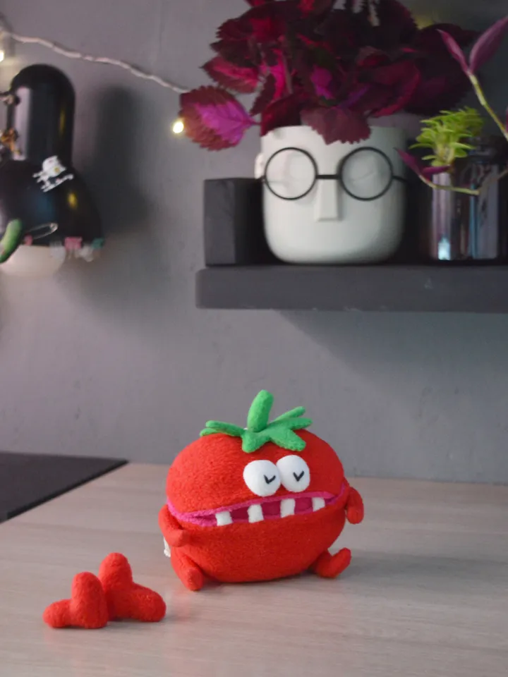 Plush Tomato PDF Pattern – Fleece Toy with Mouth & Limbs