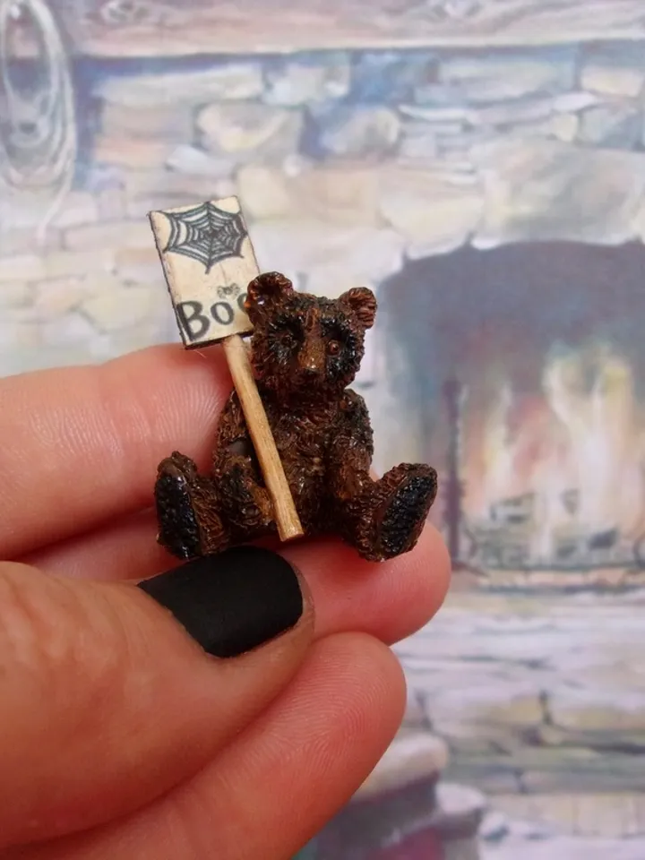 Teddy bear for Halloween. 1:12. Miniature dollhouse. Halloween gift. Handmade. Funny teddy bears for Halloween