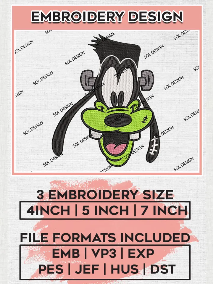 Funny Frankensrtein x Goofy Head Embroidery designs, Disney Movie Machine embroidery designs, Spooky Halloween embroidery files, Trick Or Treat Machine Embroidery Digitized Pes Files, Digital Download