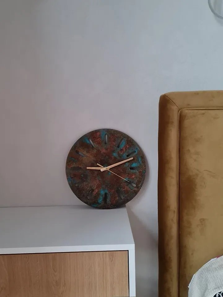 Retro wall clock Unique art rusty color wall clock Texture clock Silent clock