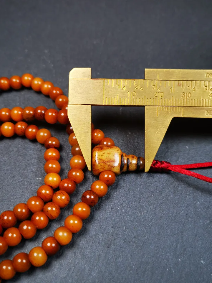Gandhanra Old Tibetan 108 Yak Bone Mala,Small Size Prayer Beads Necklace,Rosary Beads for Meditation,Diameter 0.24", Circumference 24"