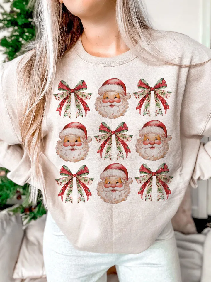 Coquette Christmas Png, Christmas Bow Png, Santa Png, Christmas Sublimation Design, Vintage Christmas Png, Retro Christmas Png, Coquette Png