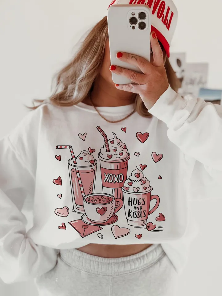 Coffee Valentine Png, Valentines Day, XOXO Hugs and Kisses Png, Digital Download, Valentine Graphics, Coffee Lover Png, Coffee Sublimation