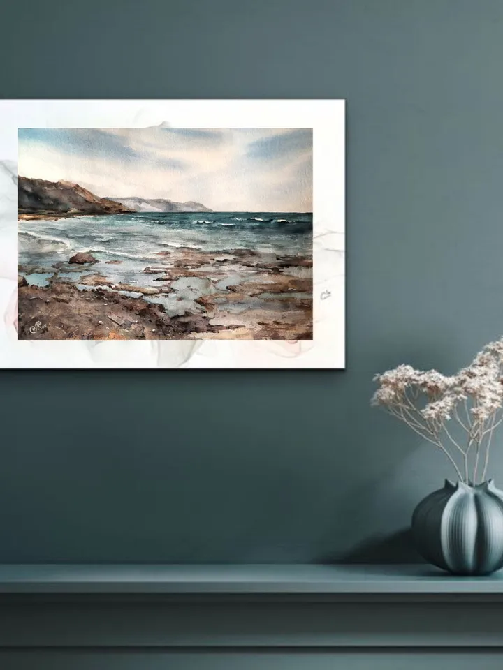 Seascape Original Coastal painting Watercolor Painting Seascape Wall art Ocean Painting Sea Landscape Painting