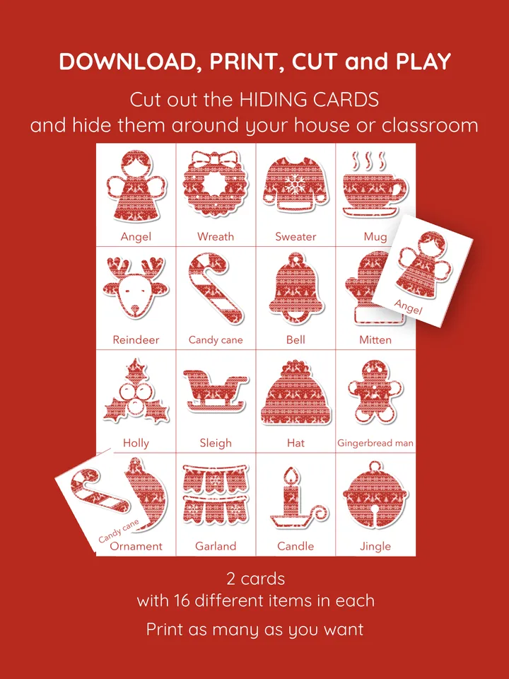 Christmas. Scavenger hunt game. Family Quiz game. Christmas activity. Xmas party. Christmas treasure hunt