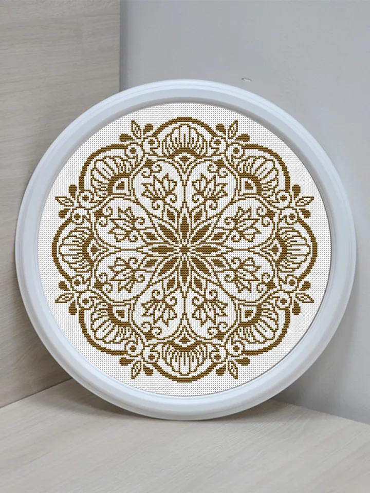 Flower mandala cross stitch pattern download PDF Floral mandala digital Beginner stitch Monochrome cross stitch Modern xstitch chart #M168