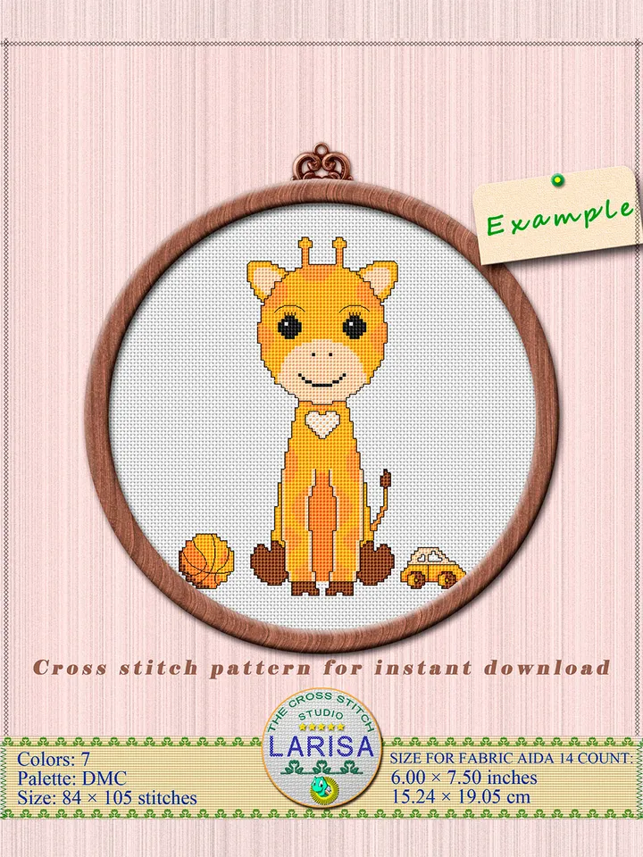 Giraffe Cross Stitch Pattern | Darling Baby Giraffe Pattern