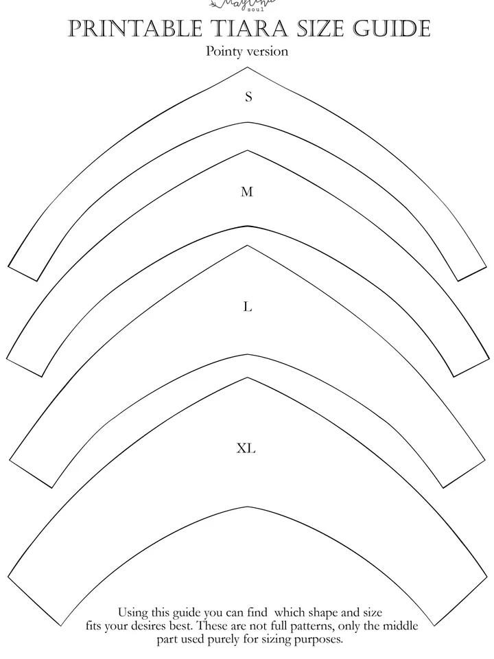 Free Printable Crown Size Guide for Maylina Soul Tiaras. Pick the perfect shape for yourself!